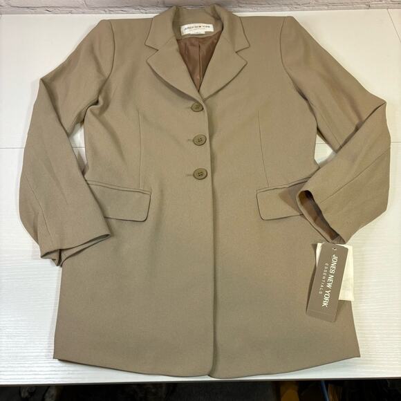 NWT Jones New York Essentials Khaki Blazer Jacket Size 4 C1 - Picture 3 of 10
